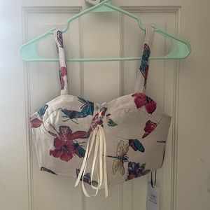 Butterfly lace up tank top